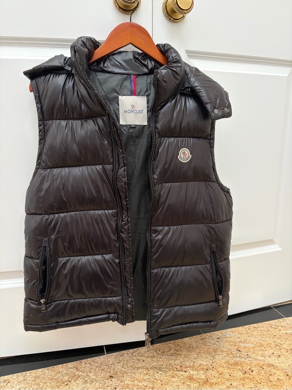 Moncler Men's Black Shiny Quilted Down Vest - Picture 7 of 7